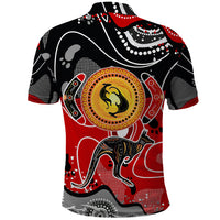 Aboriginal Flag Style Dot Art And Abstract Kangaroo Polo Shirt - Wonder Print Shop