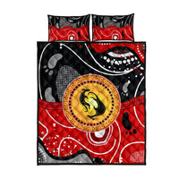 Aboriginal Flag Style Dot Art And Abstract Kangaroo Quilt Bed Set - Wonder Print Shop