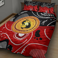 Aboriginal Flag Style Dot Art And Abstract Kangaroo Quilt Bed Set - Wonder Print Shop