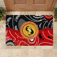 Aboriginal Flag Style Dot Art And Abstract Kangaroo Rubber Doormat - Wonder Print Shop