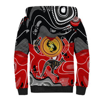 Aboriginal Flag Style Dot Art And Abstract Kangaroo Sherpa Hoodie - Wonder Print Shop