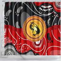 Aboriginal Flag Style Dot Art And Abstract Kangaroo Shower Curtain