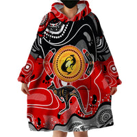 Aboriginal Flag Style Dot Art And Abstract Kangaroo Wearable Blanket Hoodie - Wonder Print Shop