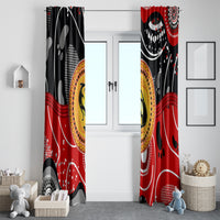 Aboriginal Flag Style Dot Art And Abstract Kangaroo Window Curtain - Wonder Print Shop