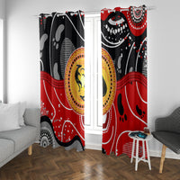Aboriginal Flag Style Dot Art And Abstract Kangaroo Window Curtain - Wonder Print Shop