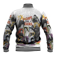 Black History Fight Like A Girl Baseball Jacket African Feminist Icons and Bold Retro Art Style - Wonder Print Shop