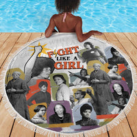 Black History Fight Like A Girl Beach Blanket African Feminist Icons and Bold Retro Art Style - Wonder Print Shop