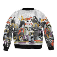 Black History Fight Like A Girl Bomber Jacket African Feminist Icons and Bold Retro Art Style - Wonder Print Shop