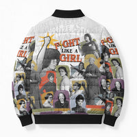 Black History Fight Like A Girl Bomber Puffer Jacket African Feminist Icons and Bold Retro Art Style - Wonder Print Shop