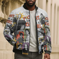 Black History Fight Like A Girl Bomber Puffer Jacket African Feminist Icons and Bold Retro Art Style - Wonder Print Shop