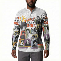 Black History Fight Like A Girl Button Sweatshirt African Feminist Icons and Bold Retro Art Style