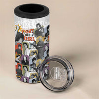 Black History Fight Like A Girl 4 in 1 Can Cooler Tumbler African Feminist Icons and Bold Retro Art Style - Wonder Print Shop
