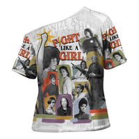 Black History Fight Like A Girl Cross Shoulder Shirt African Feminist Icons and Bold Retro Art Style - Wonder Print Shop