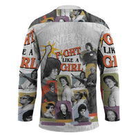 Black History Fight Like A Girl Hockey Jersey African Feminist Icons and Bold Retro Art Style - Wonder Print Shop