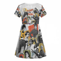 Black History Fight Like A Girl Kid Short Sleeve Dress African Feminist Icons and Bold Retro Art Style - Wonder Print Shop