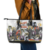Black History Fight Like A Girl Leather Tote Bag African Feminist Icons and Bold Retro Art Style - Wonder Print Shop
