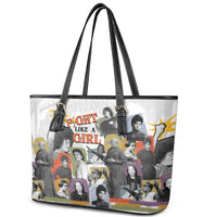 Black History Fight Like A Girl Leather Tote Bag African Feminist Icons and Bold Retro Art Style - Wonder Print Shop