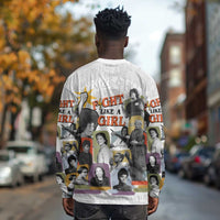 Black History Fight Like A Girl Long Sleeve Shirt African Feminist Icons and Bold Retro Art Style - Wonder Print Shop