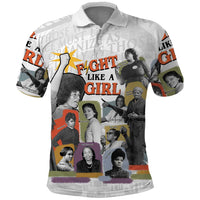 Black History Fight Like A Girl Polo Shirt African Feminist Icons and Bold Retro Art Style - Wonder Print Shop