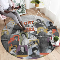 Black History Fight Like A Girl Round Carpet African Feminist Icons and Bold Retro Art Style - Wonder Print Shop