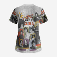 Black History Fight Like A Girl Scrub Top African Feminist Icons and Bold Retro Art Style - Wonder Print Shop