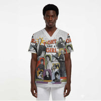 Black History Fight Like A Girl Scrub Top African Feminist Icons and Bold Retro Art Style - Wonder Print Shop