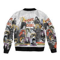 Black History Fight Like A Girl Sleeve Zip Bomber Jacket African Feminist Icons and Bold Retro Art Style - Wonder Print Shop