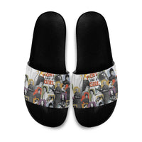 Black History Fight Like A Girl Slide Sandals African Feminist Icons and Bold Retro Art Style - Wonder Print Shop