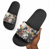 Black History Fight Like A Girl Slide Sandals African Feminist Icons and Bold Retro Art Style - Wonder Print Shop