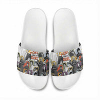 Black History Fight Like A Girl Slide Sandals African Feminist Icons and Bold Retro Art Style - Wonder Print Shop