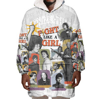 Black History Fight Like A Girl Wearable Blanket Hoodie African Feminist Icons and Bold Retro Art Style - Wonder Print Shop