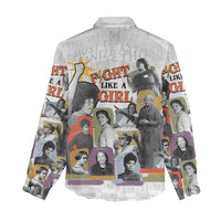 Black History Fight Like A Girl Women Casual Shirt African Feminist Icons and Bold Retro Art Style - Wonder Print Shop