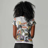Black History Fight Like A Girl Women V-Neck T-Shirt African Feminist Icons and Bold Retro Art Style - Wonder Print Shop
