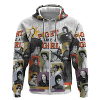 Black History Fight Like A Girl Zip Hoodie African Feminist Icons and Bold Retro Art Style - Wonder Print Shop