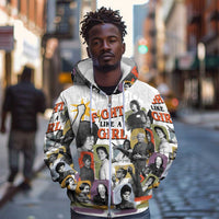 Black History Fight Like A Girl Zip Hoodie African Feminist Icons and Bold Retro Art Style - Wonder Print Shop