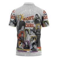Black History Fight Like A Girl Zipper Polo Shirt African Feminist Icons and Bold Retro Art Style - Wonder Print Shop