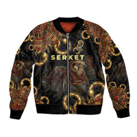 Serket Ancient Egyptian Bomber Jacket with Canopic Jars and Scorpion Motif in Protection