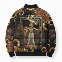 Serket Ancient Egyptian Bomber Puffer Jacket with Canopic Jars and Scorpion Motif in Protection