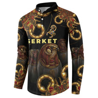 Serket Ancient Egyptian Button Sweatshirt with Canopic Jars and Scorpion Motif in Protection