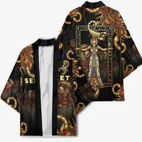 Serket Ancient Egyptian Kimono with Canopic Jars and Scorpion Motif in Protection