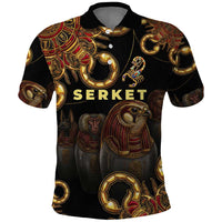 Serket Ancient Egyptian Polo Shirt with Canopic Jars and Scorpion Motif in Protection
