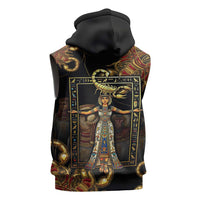 Serket Ancient Egyptian Sleeveless Zip Hoodie with Canopic Jars and Scorpion Motif in Protection
