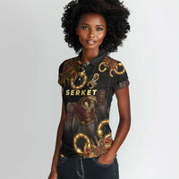 Serket Ancient Egyptian Women Polo Shirt with Canopic Jars and Scorpion Motif in Protection