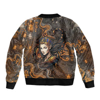 Serket Egyptian Bomber Jacket Jeweled Scorpion and Cobweb Motif in Mystical Egyptian