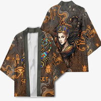 Serket Egyptian Kimono Jeweled Scorpion and Cobweb Motif in Mystical Egyptian