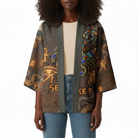 Serket Egyptian Kimono Jeweled Scorpion and Cobweb Motif in Mystical Egyptian