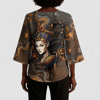 Serket Egyptian Kimono Sleeve Blouse Jeweled Scorpion and Cobweb Motif in Mystical Egyptian