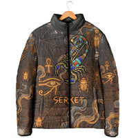 Serket Egyptian Padded Jacket Jeweled Scorpion and Cobweb Motif in Mystical Egyptian