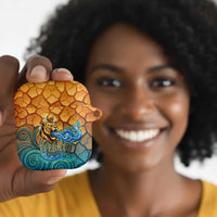 Egyptian Tefnut Fiery Eye AirPods Case with Roaring Lion in Desert and Water Element