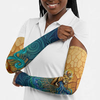 Egyptian Tefnut Fiery Eye Arm Sleeves with Roaring Lion in Desert and Water Element